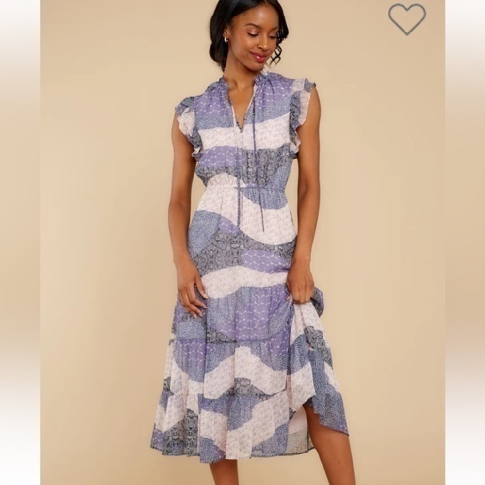 BB Dakota Mixed Feeling Lavender Tiered Dress